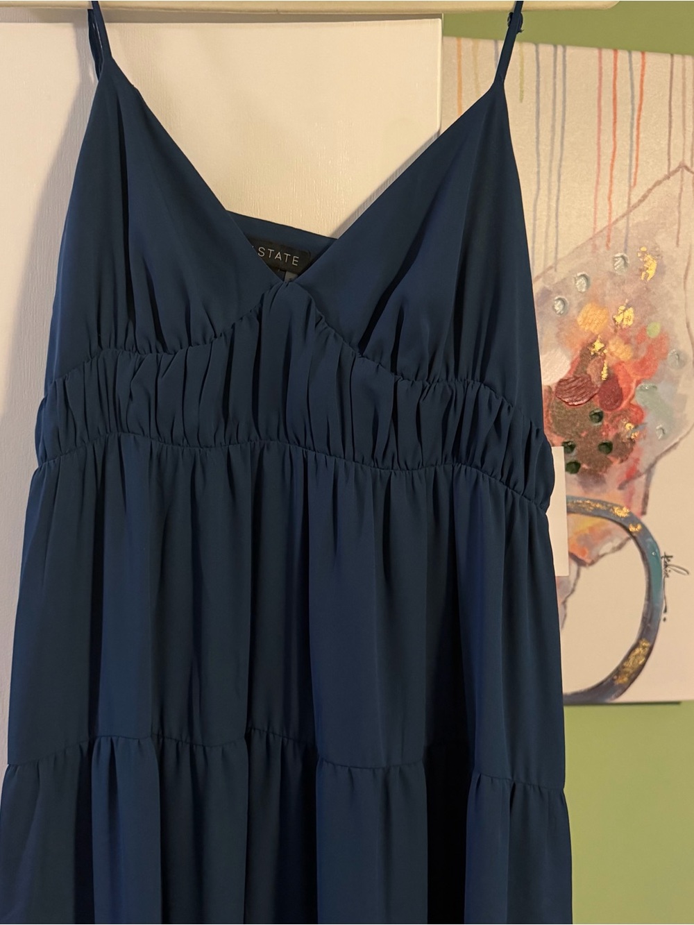 1. State Navy Tiered V-Neck Spaghetti Strap Dress